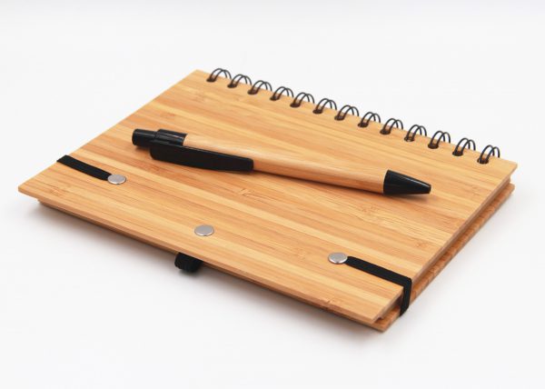 Bamboo hardcover A5 spiral-bound notepad